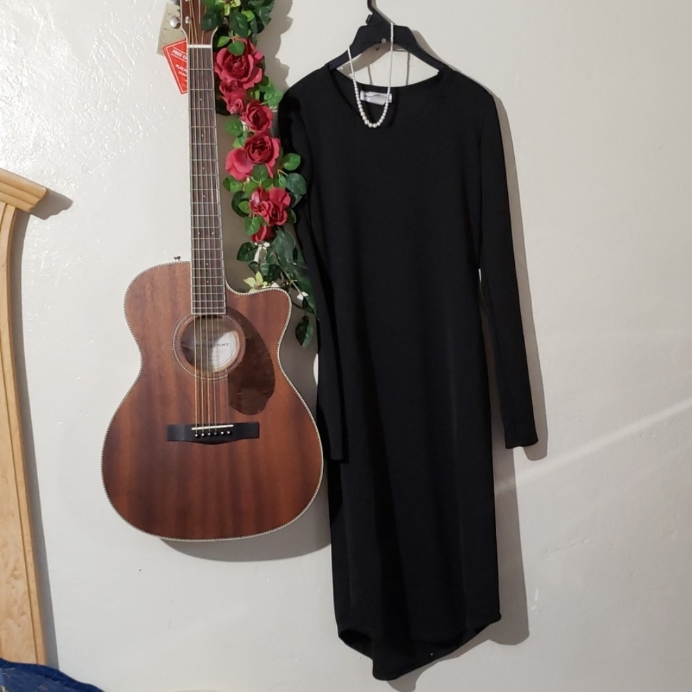 NEW BLACK MIDI DRESS WANTMYLOOK SIZE LARGE - Picture 4 of 8